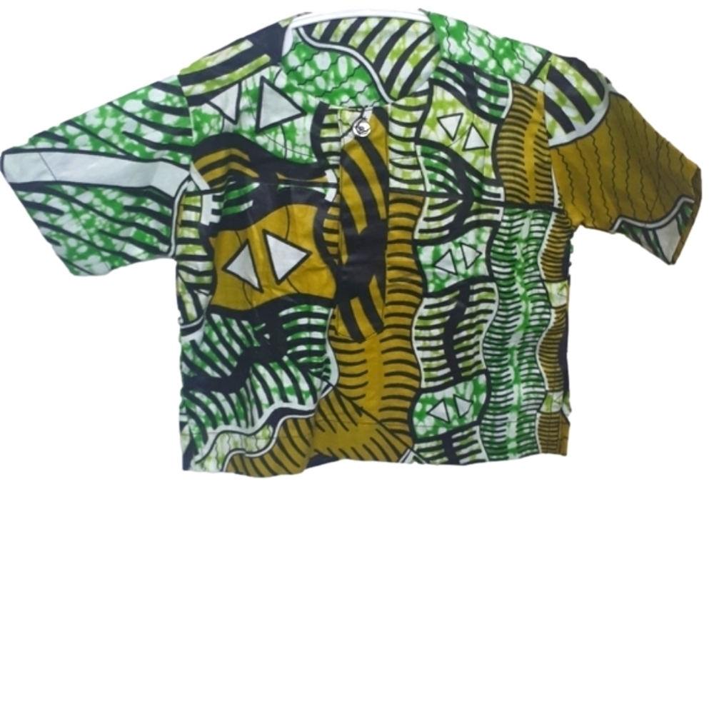 Infant Boys African Shirt Black Green And Yellow African Fabric